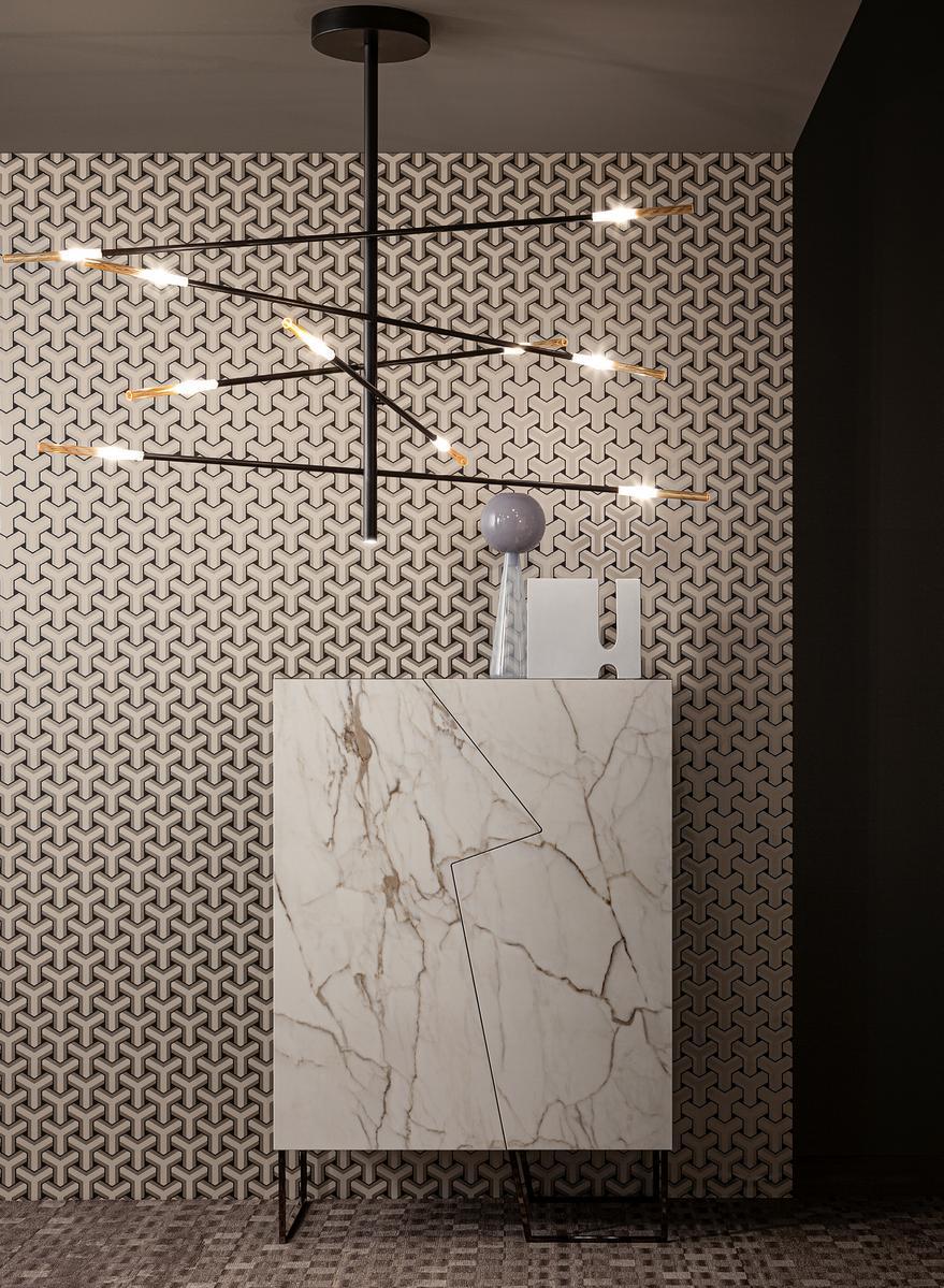 CROSSROAD Painted metal pendant lamp
