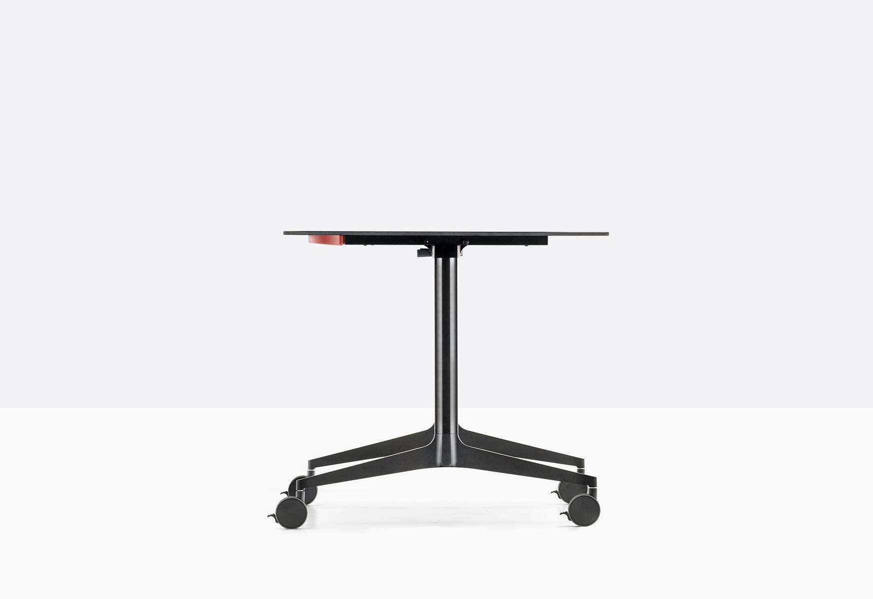 YPSILON TILTING Folding rectangular metal table with casters