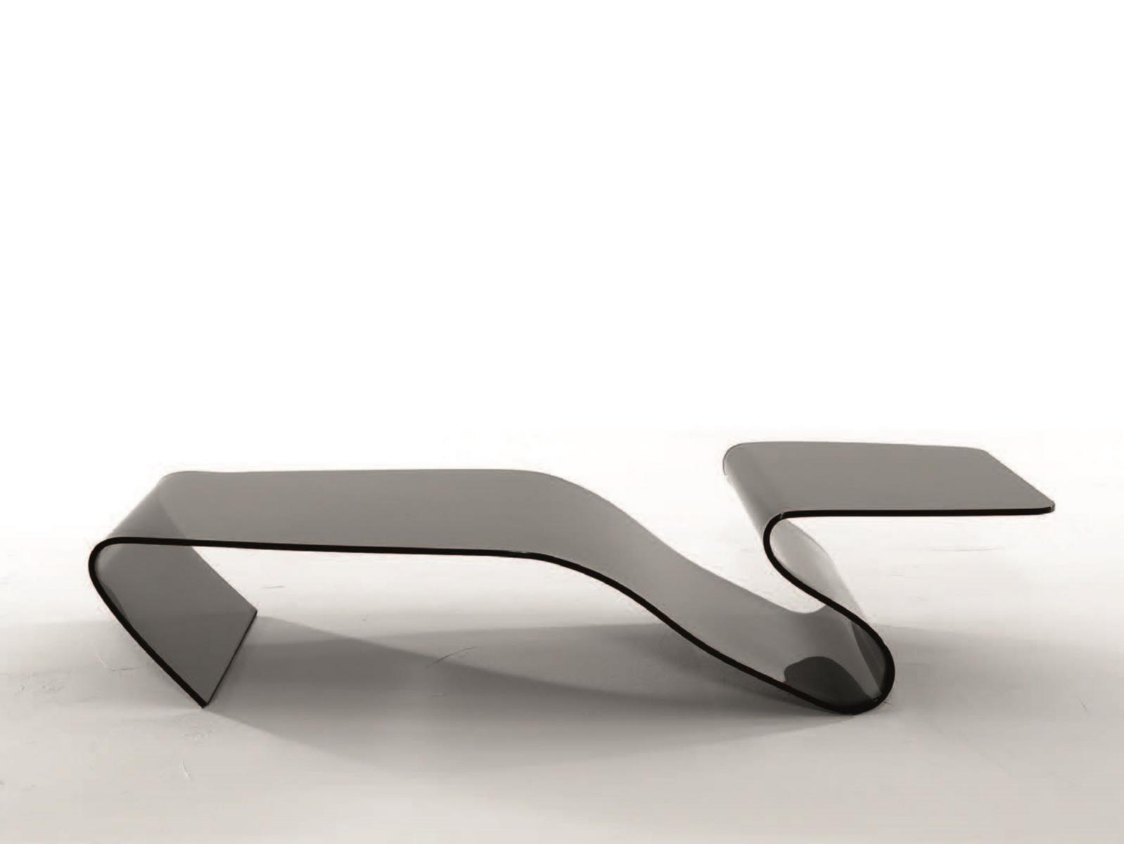 ALARIC Low glass coffee table with integrated magazine rack