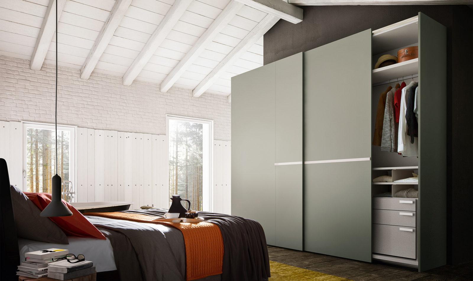EVEN Modular lacquered wardrobe with drawers