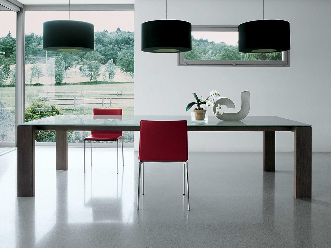 TORONTO Rectangular wood and glass table
