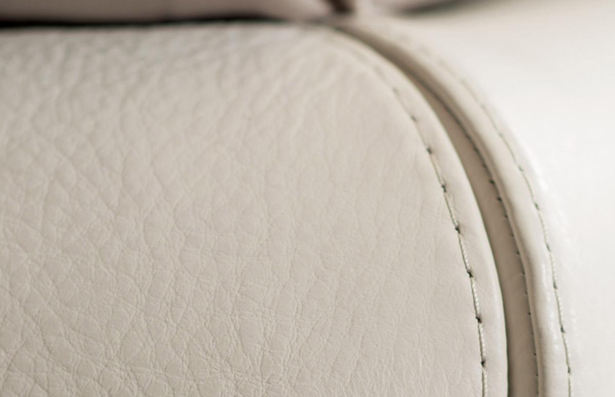 DIAMANTE Leather double bed with upholstered headboard