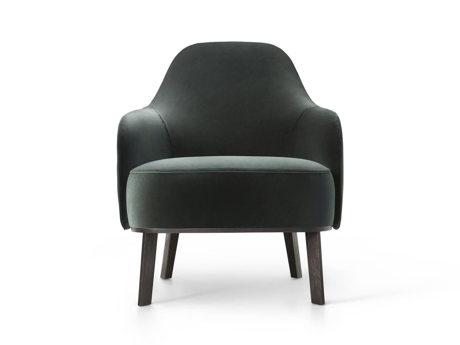 FANTINO Upholstered leather armchair with armrests