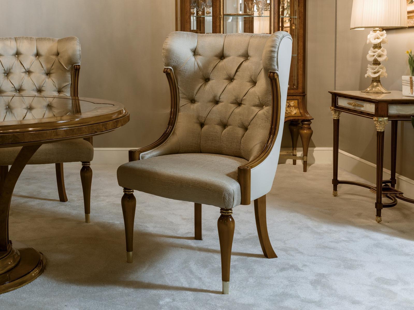 1430 Tufted upholstered high-back fabric chair