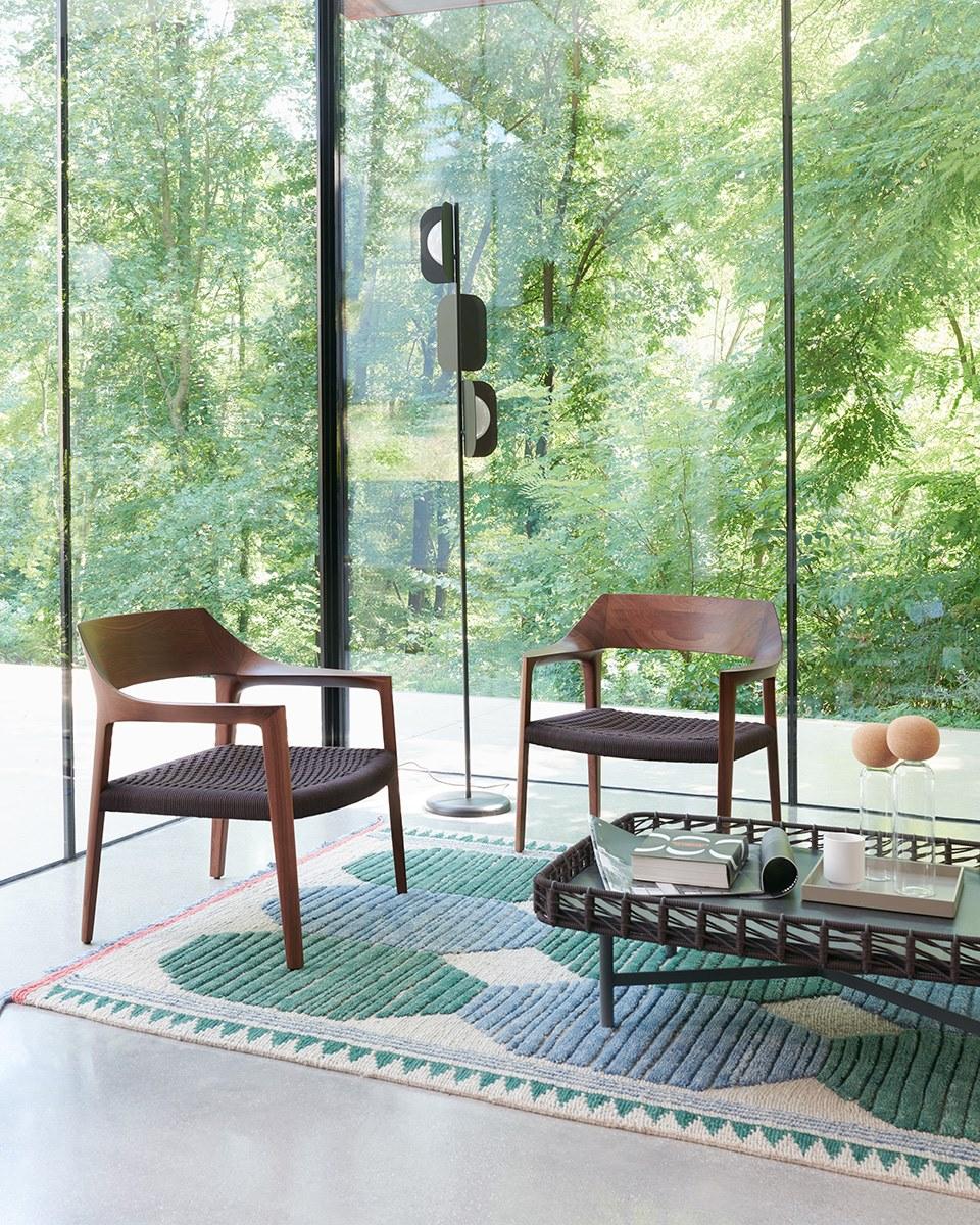 SCHEGGIA Wooden easy chair with armrests