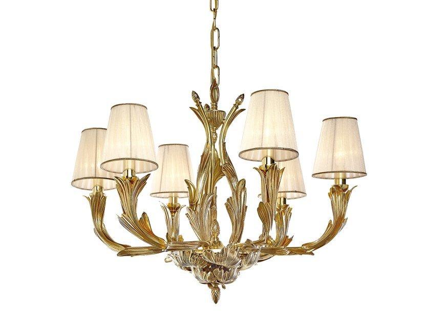 SIBILLA 330/6-P French Gold chandelier with organza pleated shades