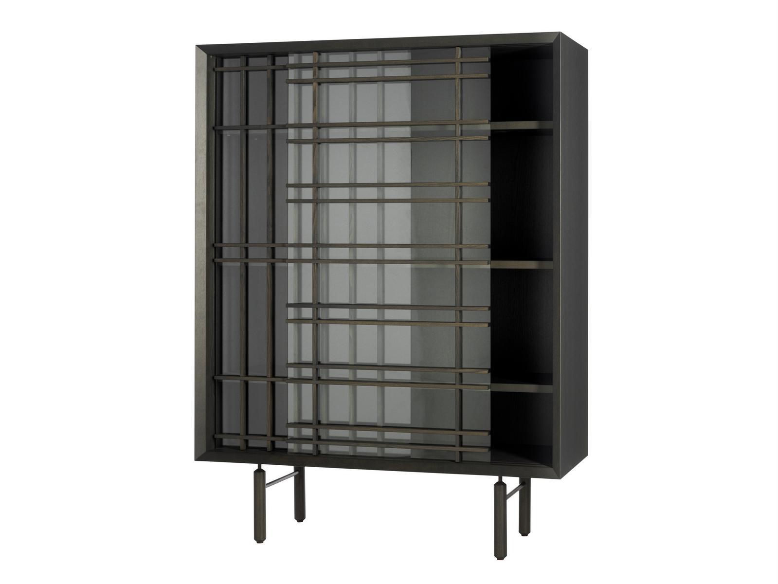 SEN Wood and glass highboard with sliding doors