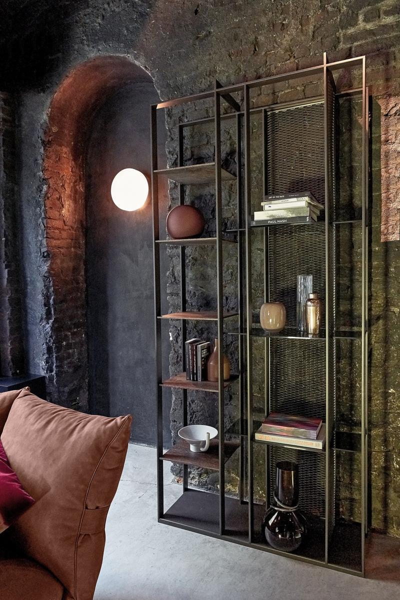 ELECTRA Double-sided wooden and metal bookcase