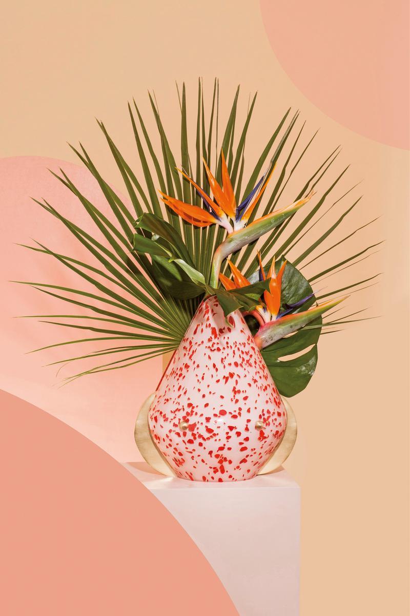 FAUNA Glass and brass vase