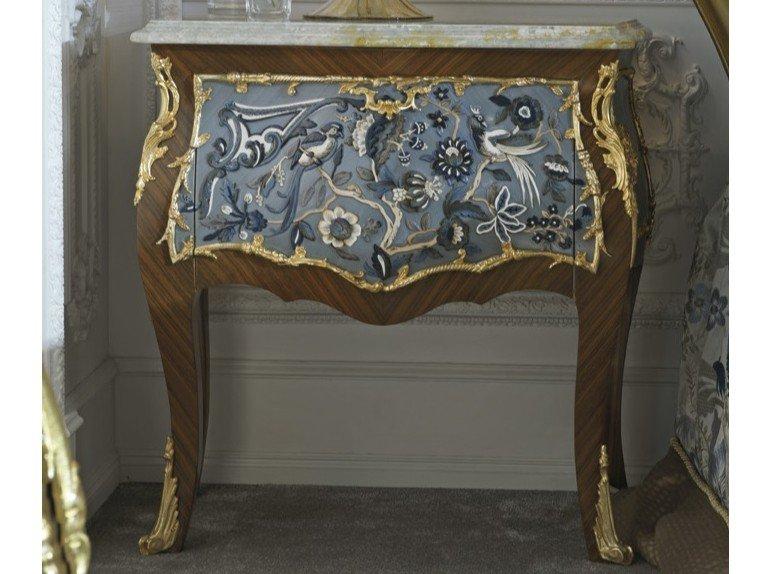 3690 Rounded wooden bedside table with drawers
