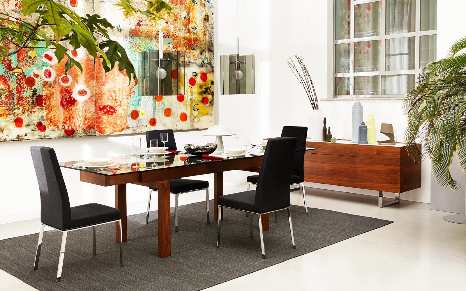 HYPER Extending wood and glass table
