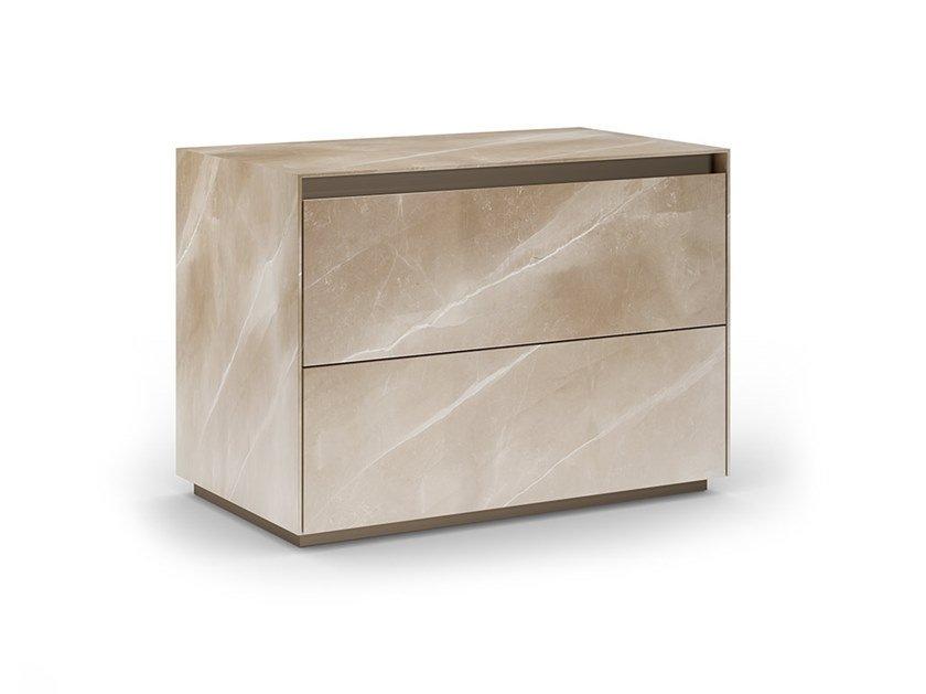 MONOLITE Rectangular glass bedside table with drawers