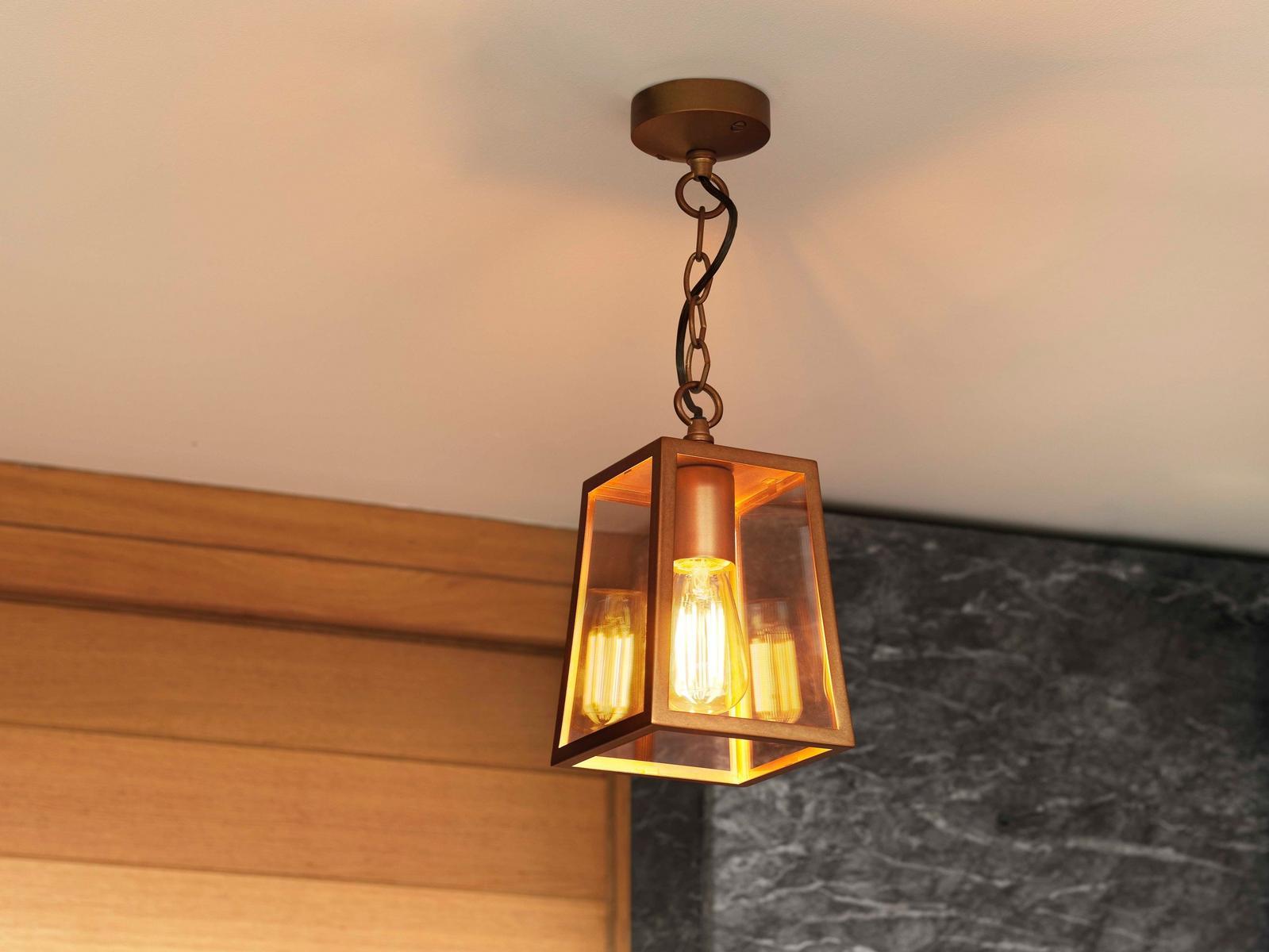 CALVI Glass and steel outdoor pendant lamp