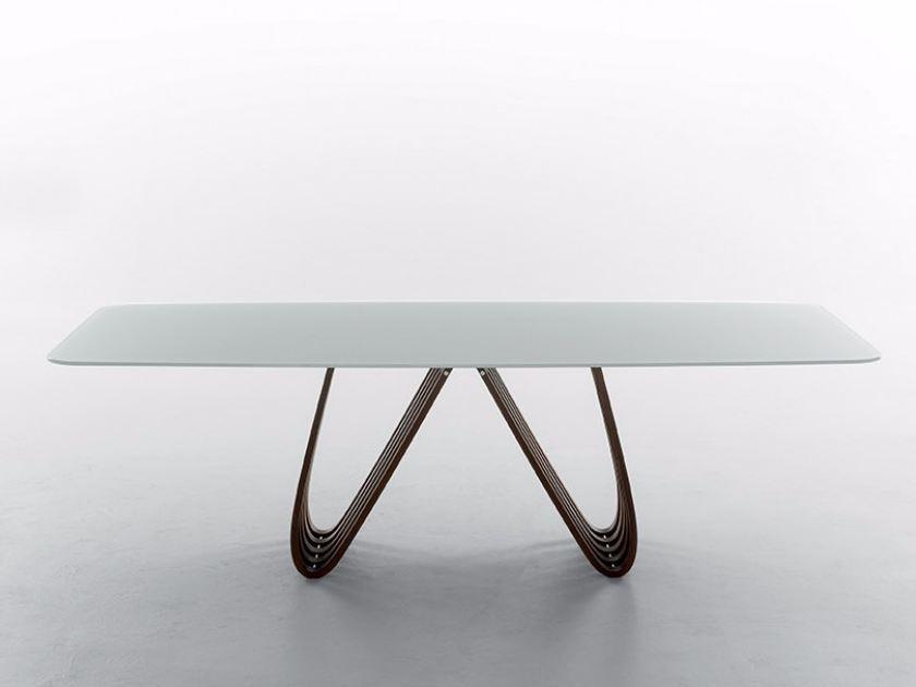 ARPA Rectangular wood and glass living room table
