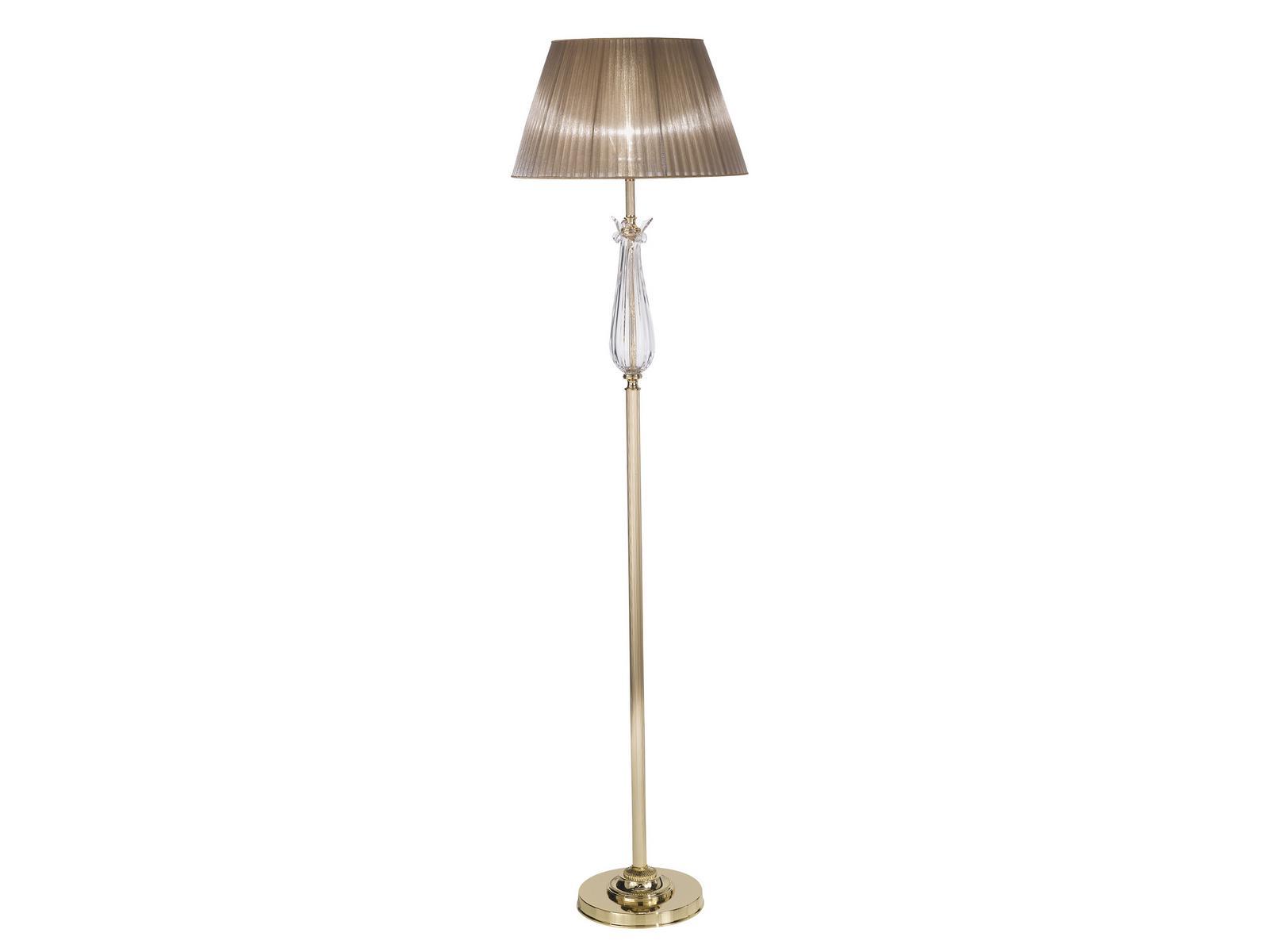VALENTINA 269/P Gold plated floor lamp with crystal and organza shade