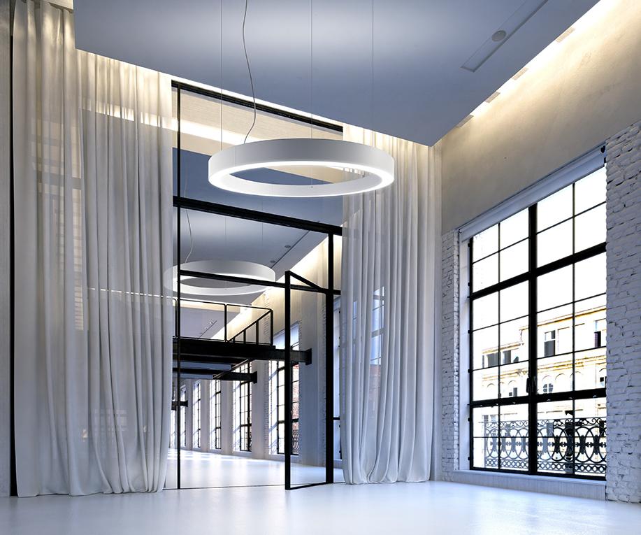 GOLDEN RING Direct-indirect light aluminium pendant lamp