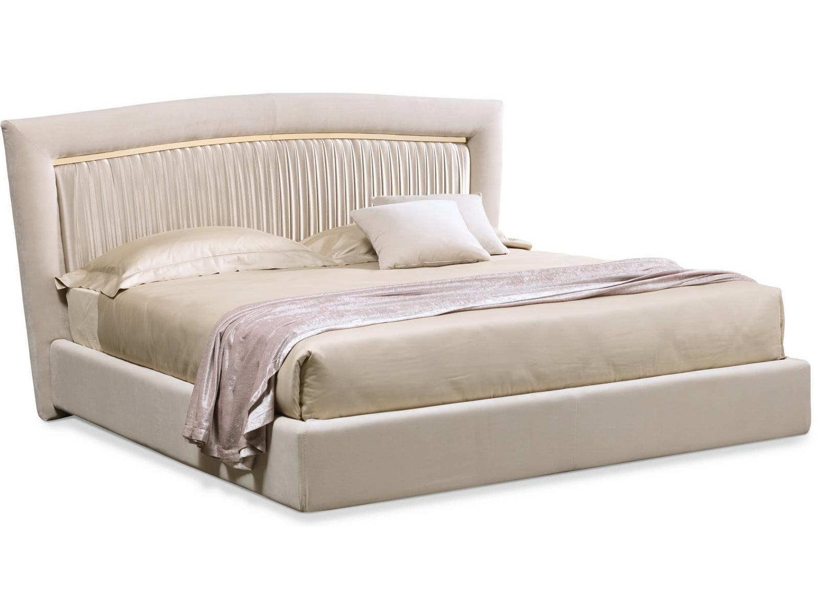PORTOFINO PLISSÈ Upholstered velvet double bed