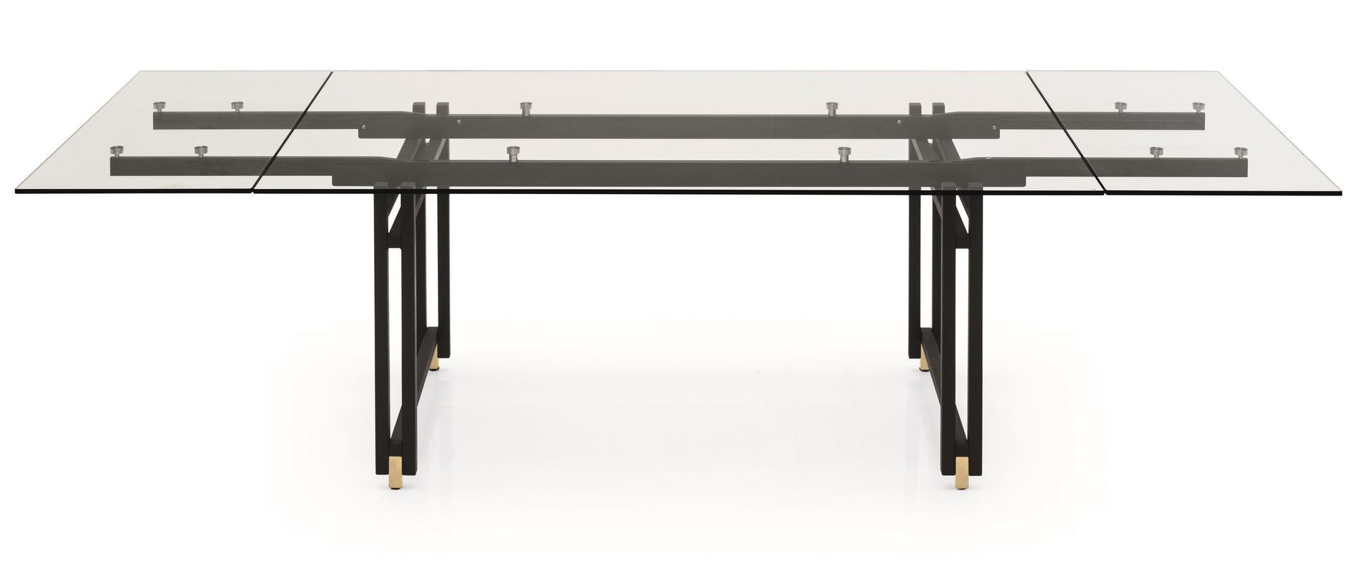 BERLIN Extending rectangular glass table