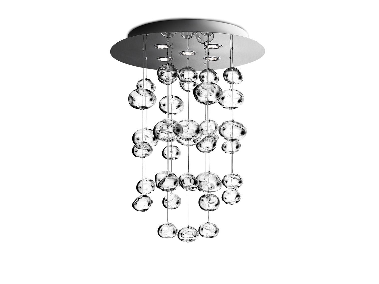 ETHER S LED glass and steel ceiling lamp
