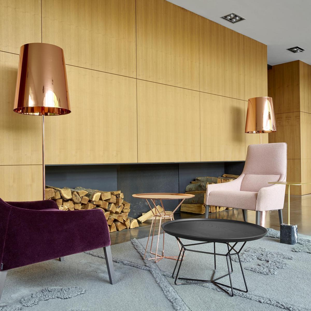 FALDA Low round steel and wood coffee table