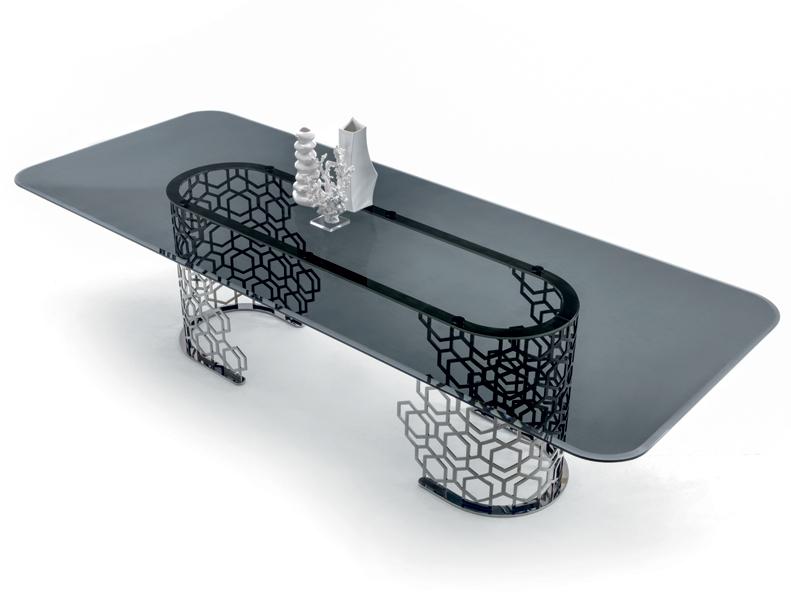 MANFRED Oval tempered glass table