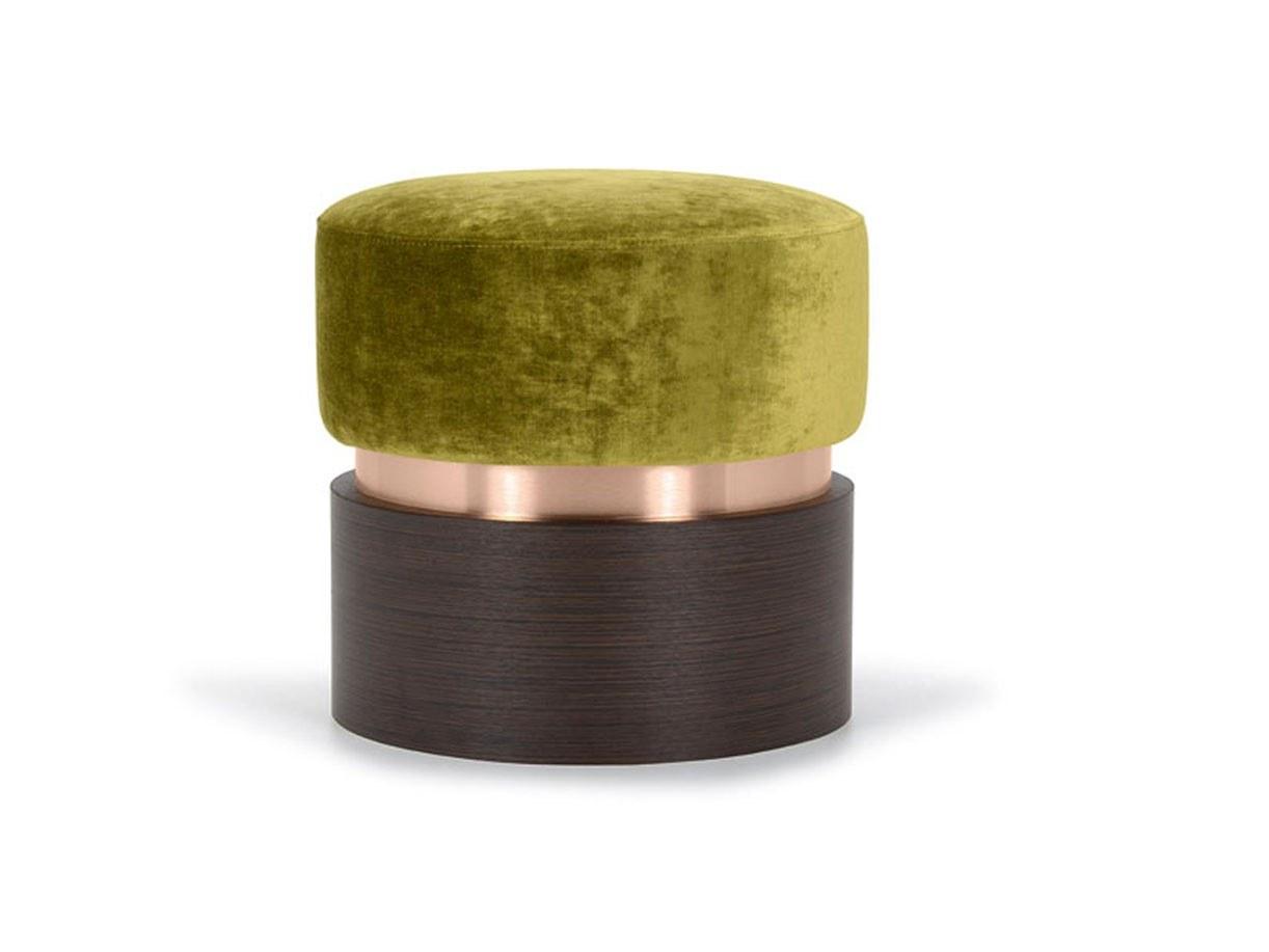 TARA Upholstered round fabric pouf