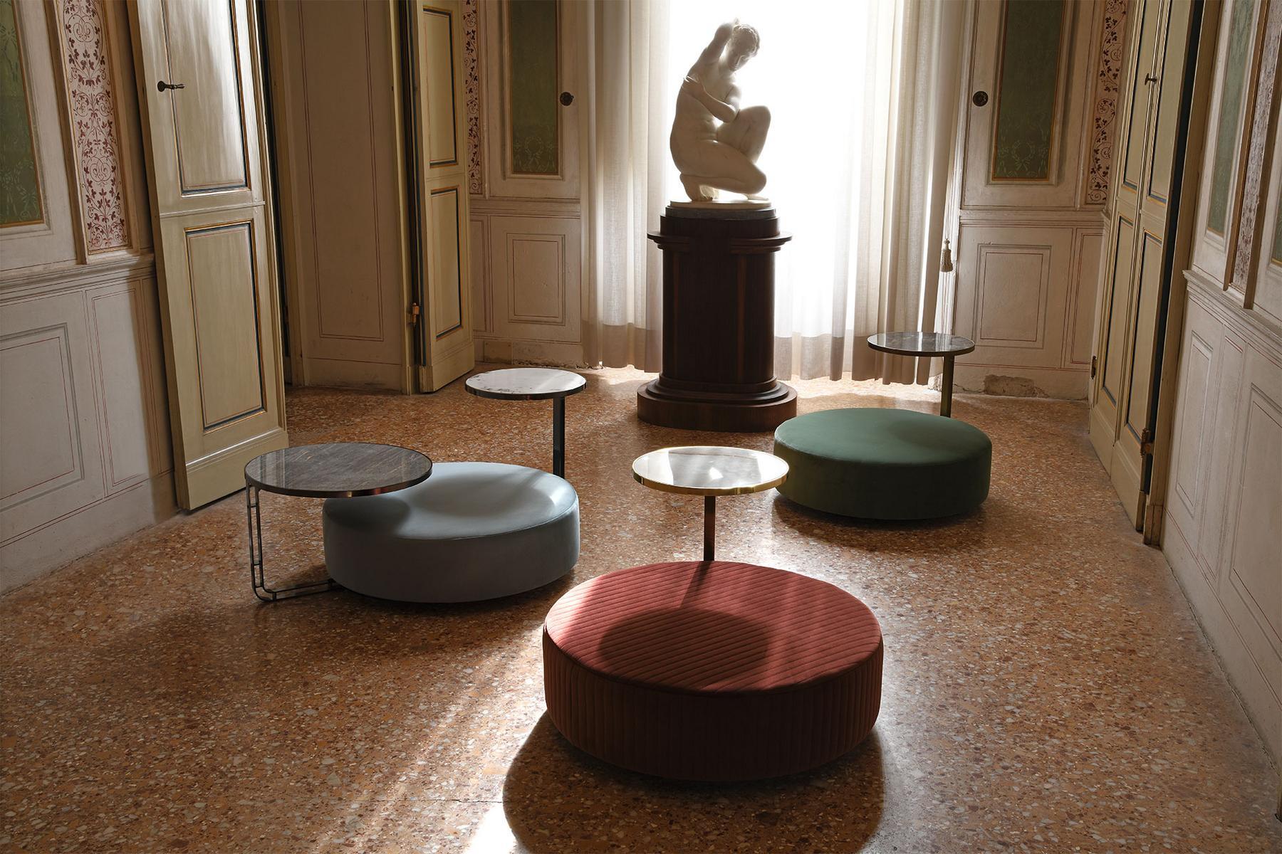 FEBE Upholstered round fabric pouf