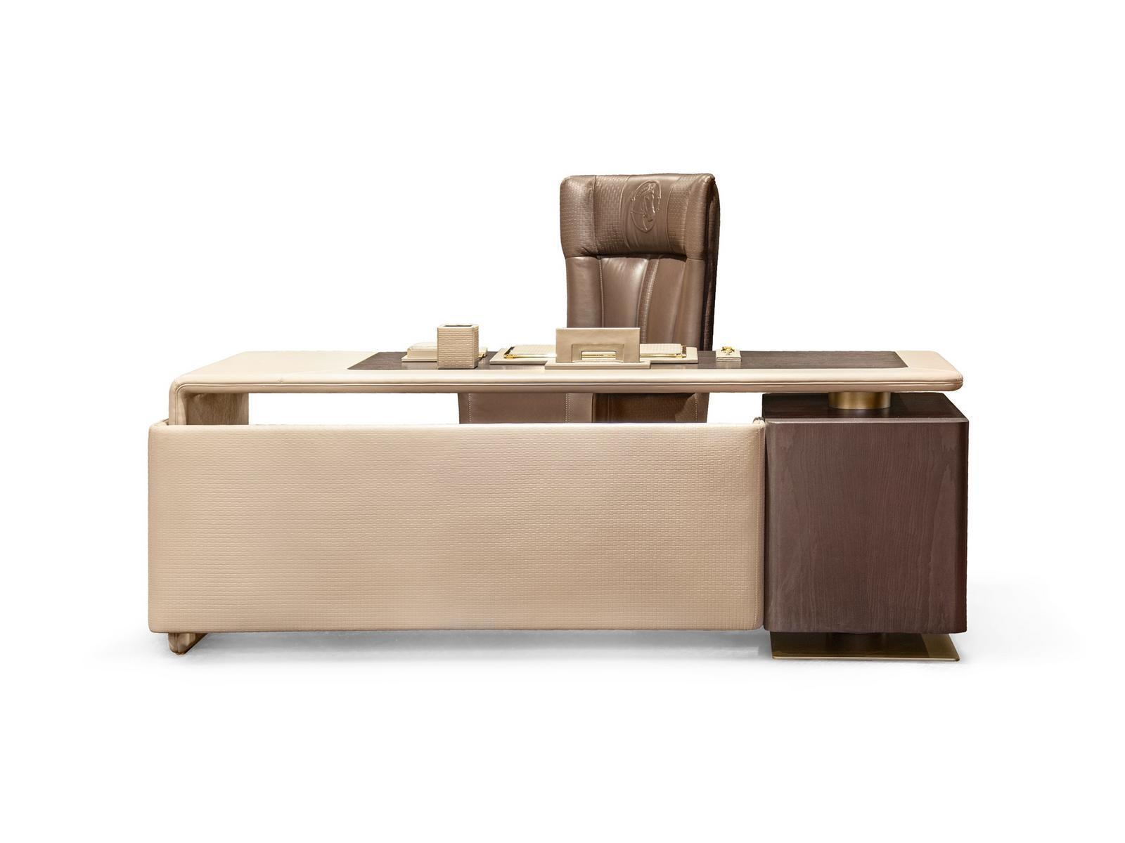 YANGOON Leather executive desk with drawers