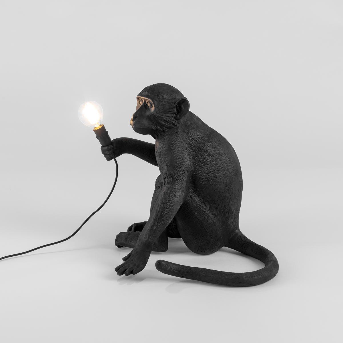 THE MONKEY LAMP BLACK SITTING LED resin floor lamp