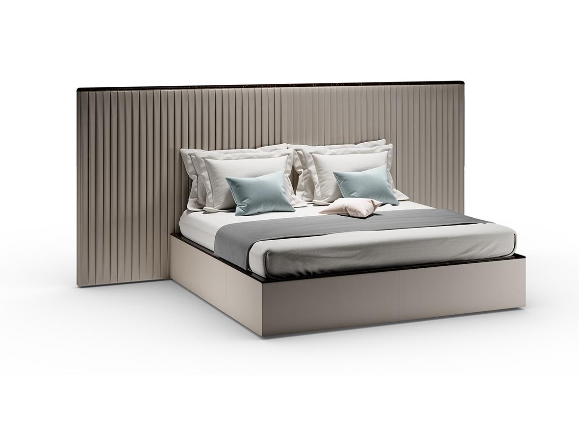 PLISSÈ Leather double bed with upholstered headboard