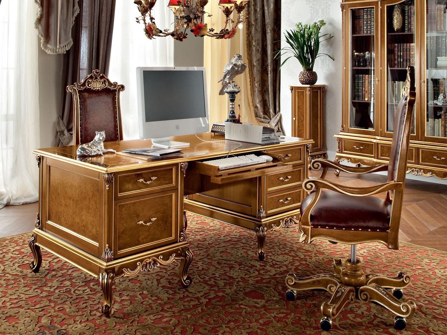 12303 Rectangular solid wood office desk with drawers