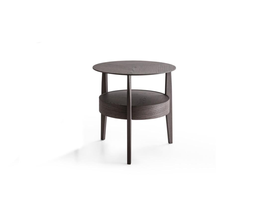 WHEN Round solid wood bedside table with drawers