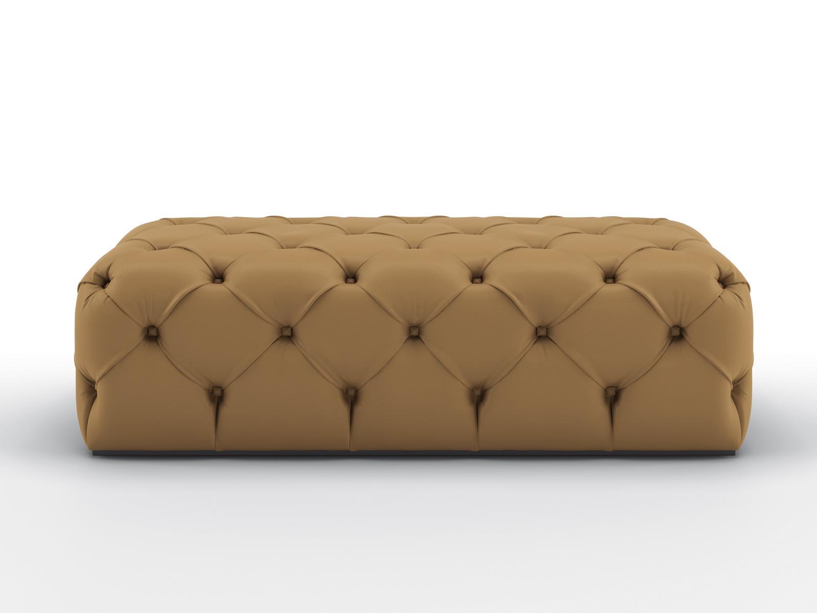 ADAM Tufted upholstered leather pouf