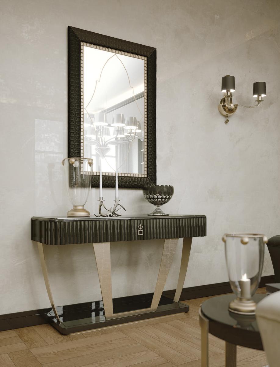 SHIRLEY Rectangular framed wall-mounted leather mirror