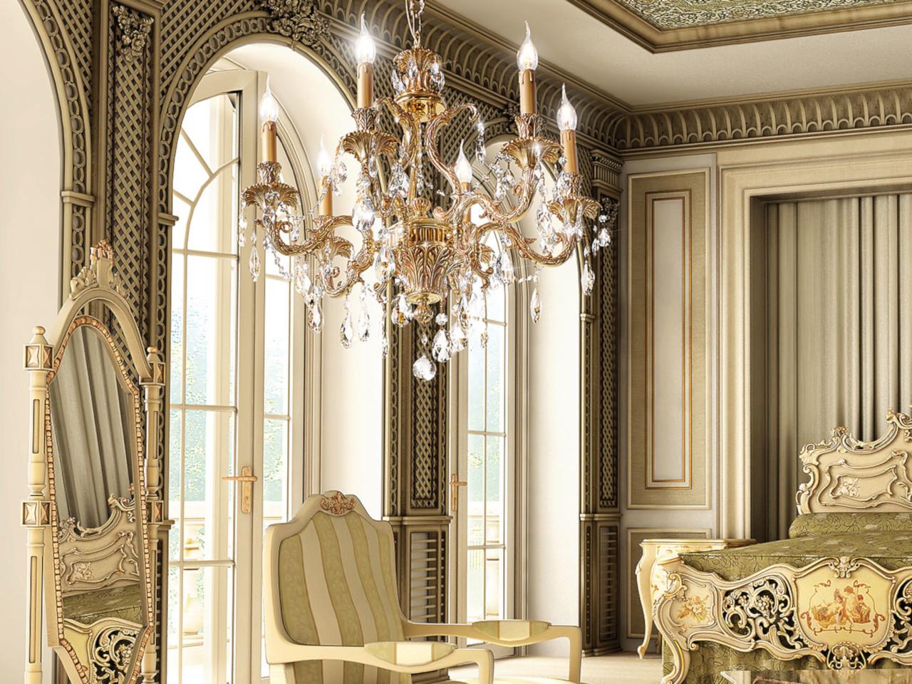 IRINA 793/6-SH/G French Gold chandelier with Schoeler crystals