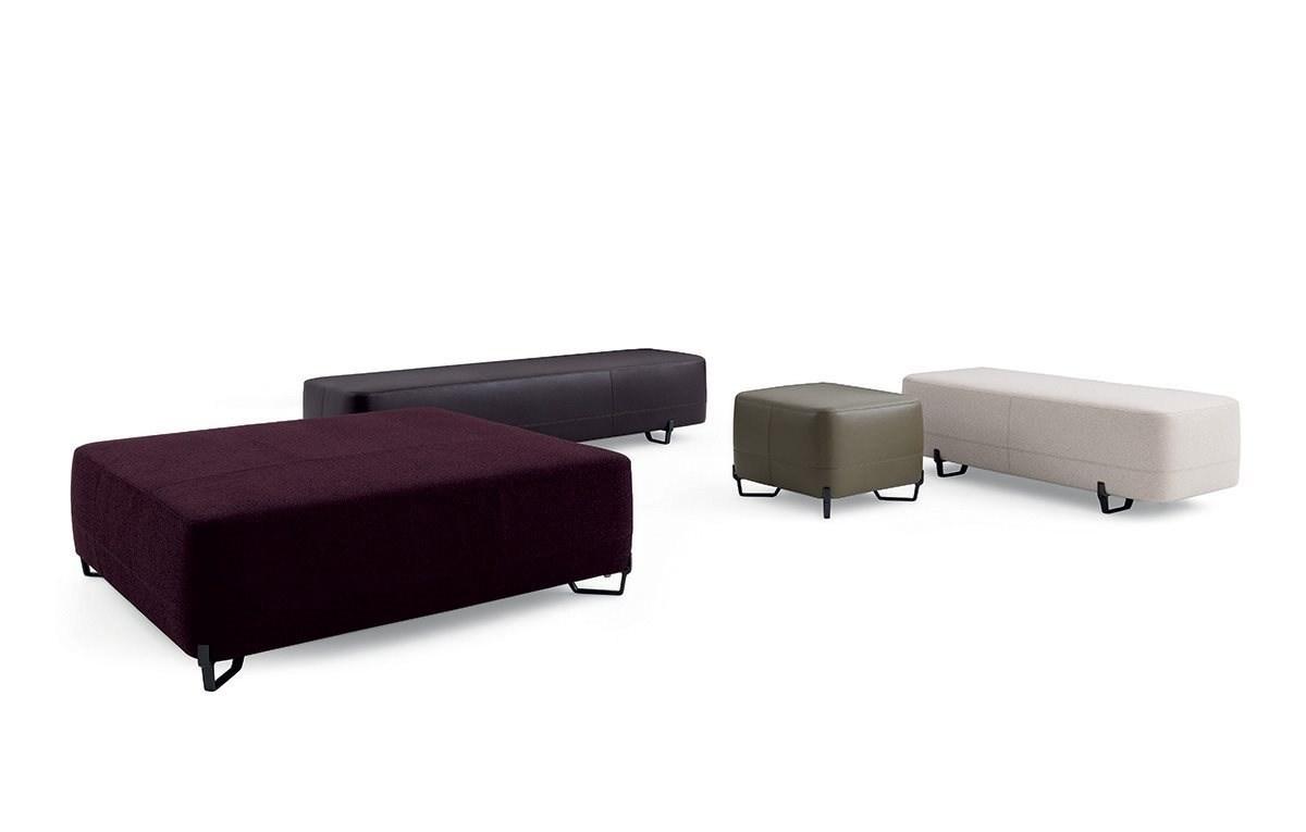 NEW YORK Square leather pouf