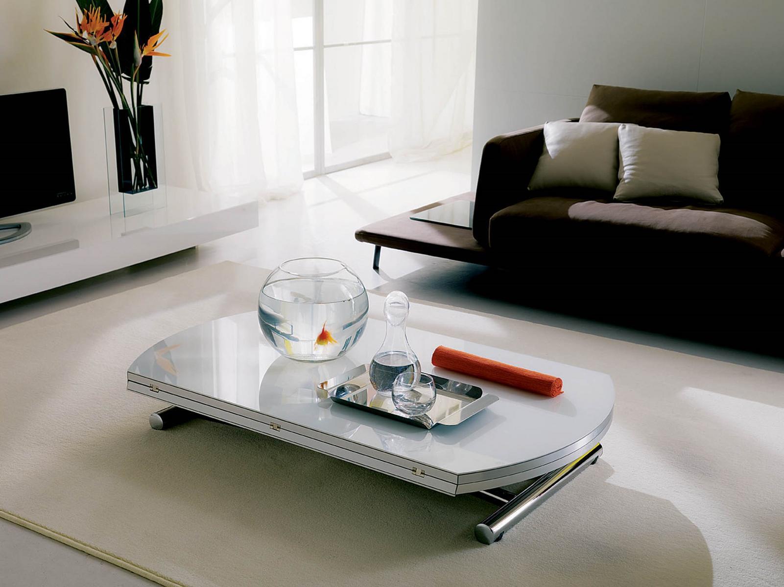 GLOBE CR Height-adjustable crystal coffee table