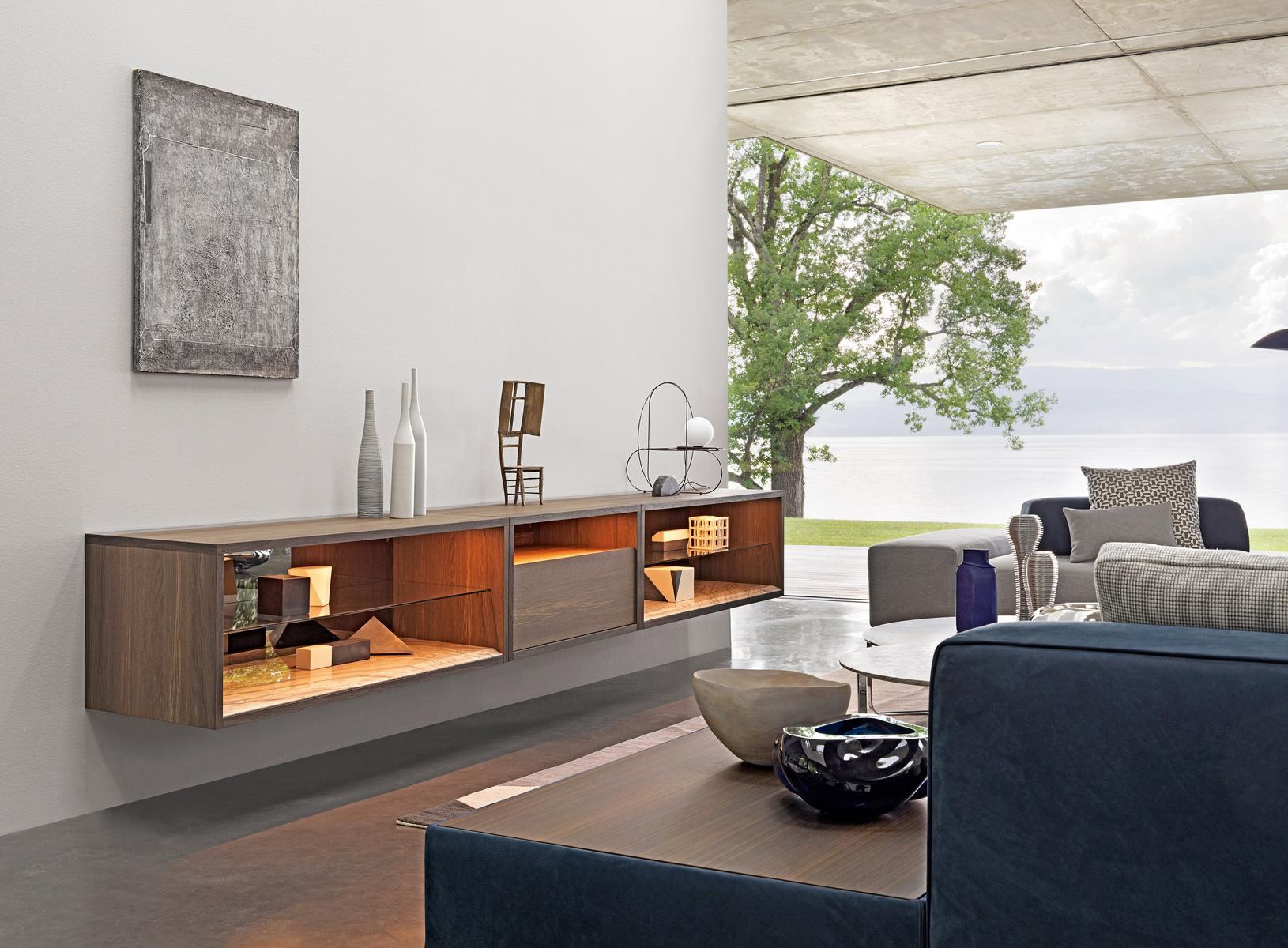 C-SYSTEM Sectional wall-mounted wooden storage wall
