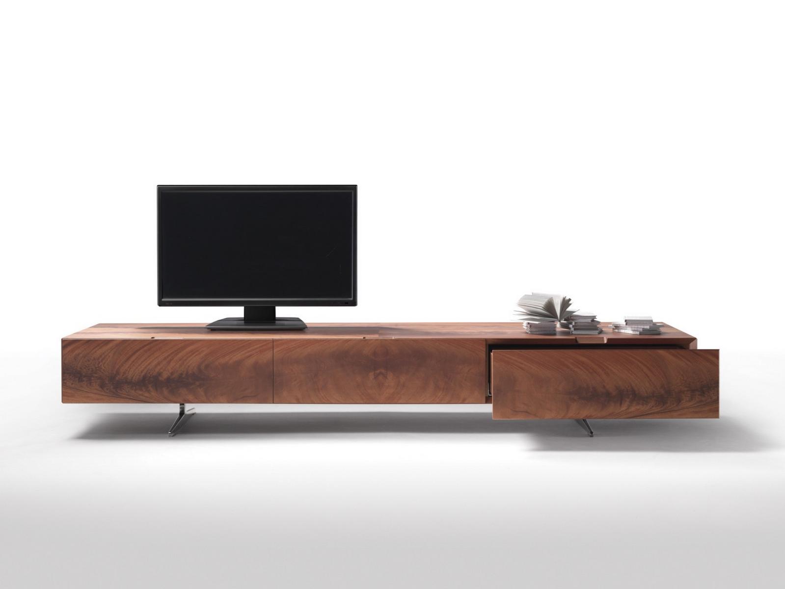 PIUMA Low mahogany TV cabinet with drawers