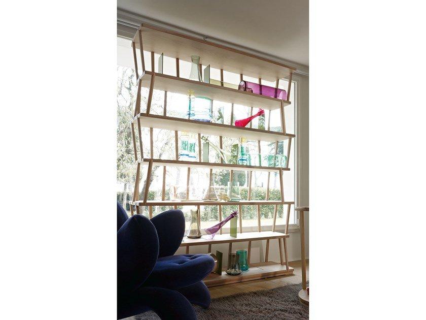 RAVEN Open double-sided wood and glass bookcase