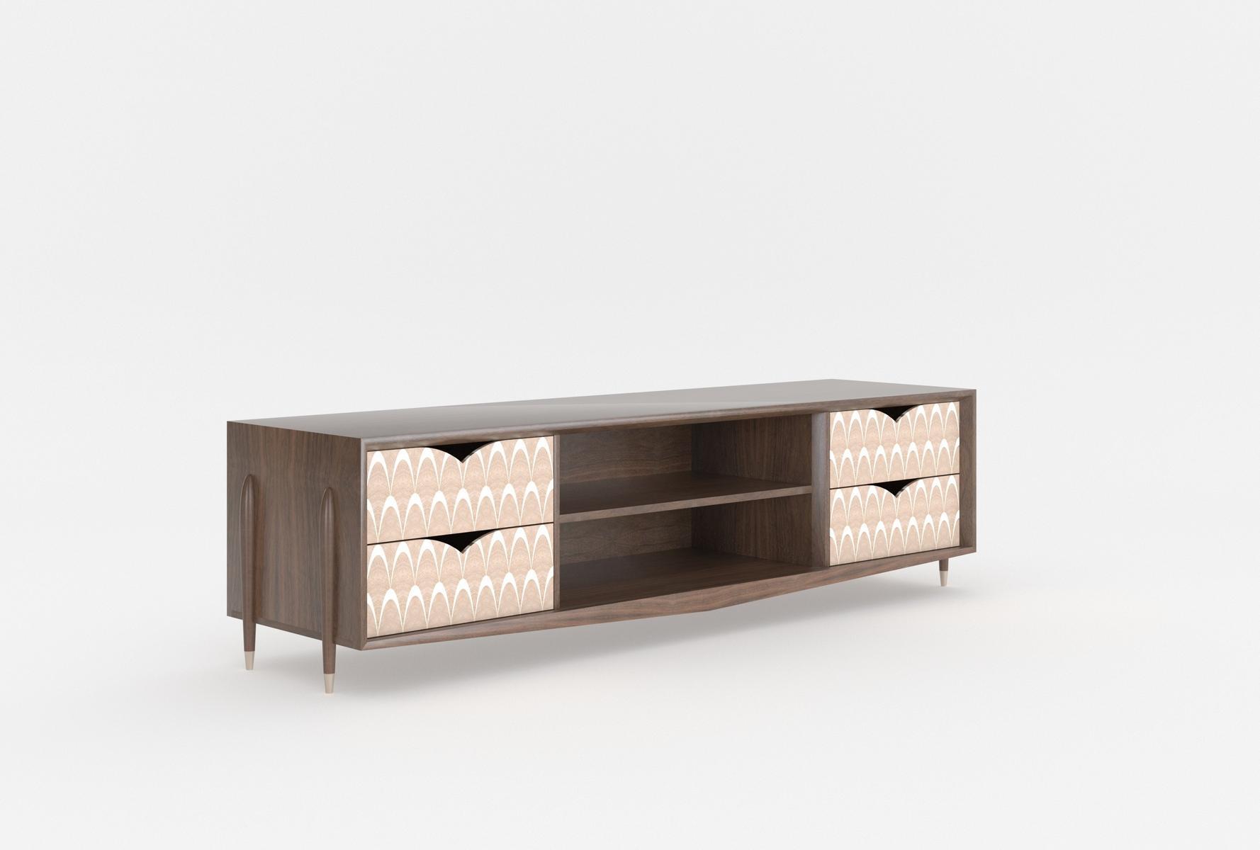 PEACOCK Wood veneer TV cabinet with drawers