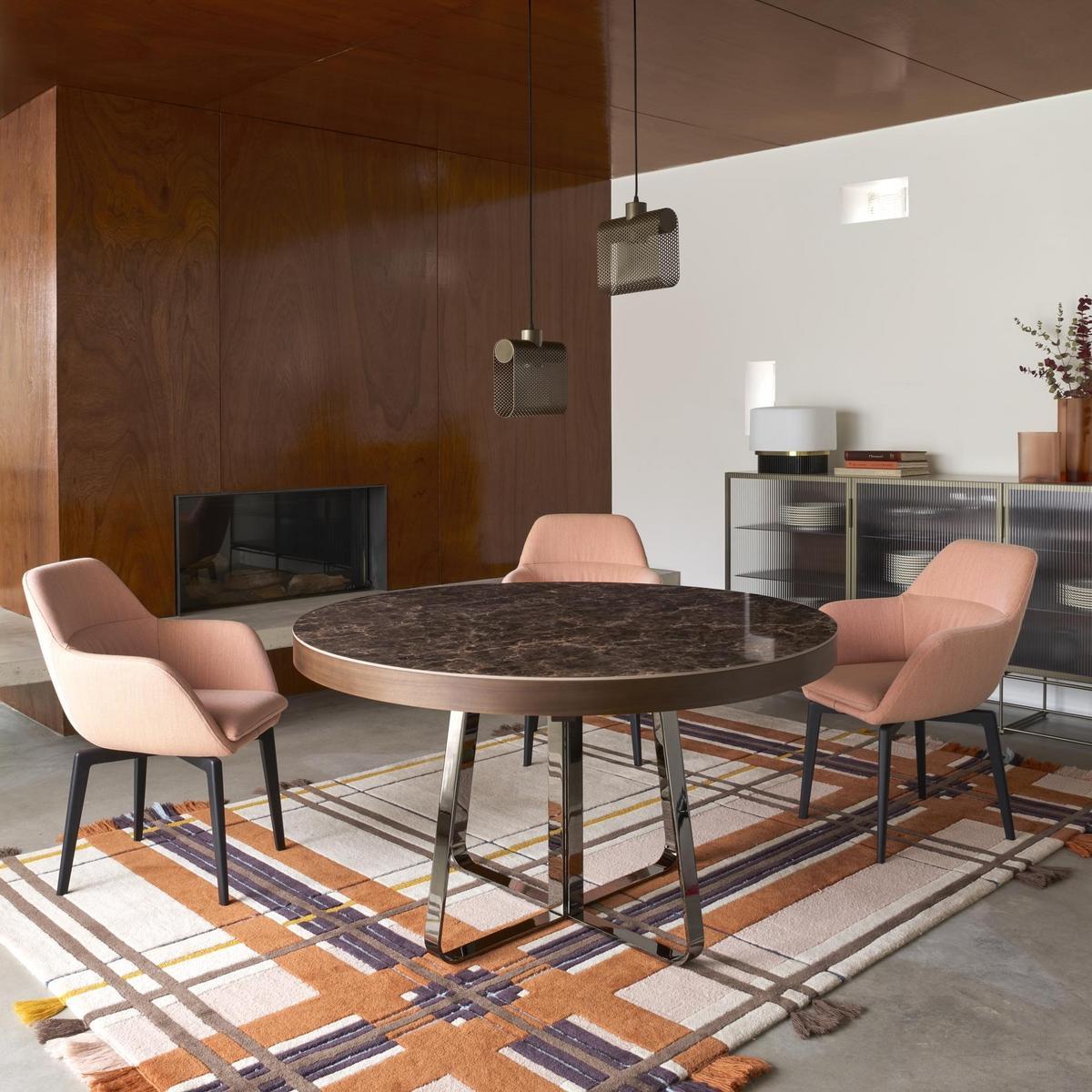 AMÉDÉE Upholstered fabric chair with armrests