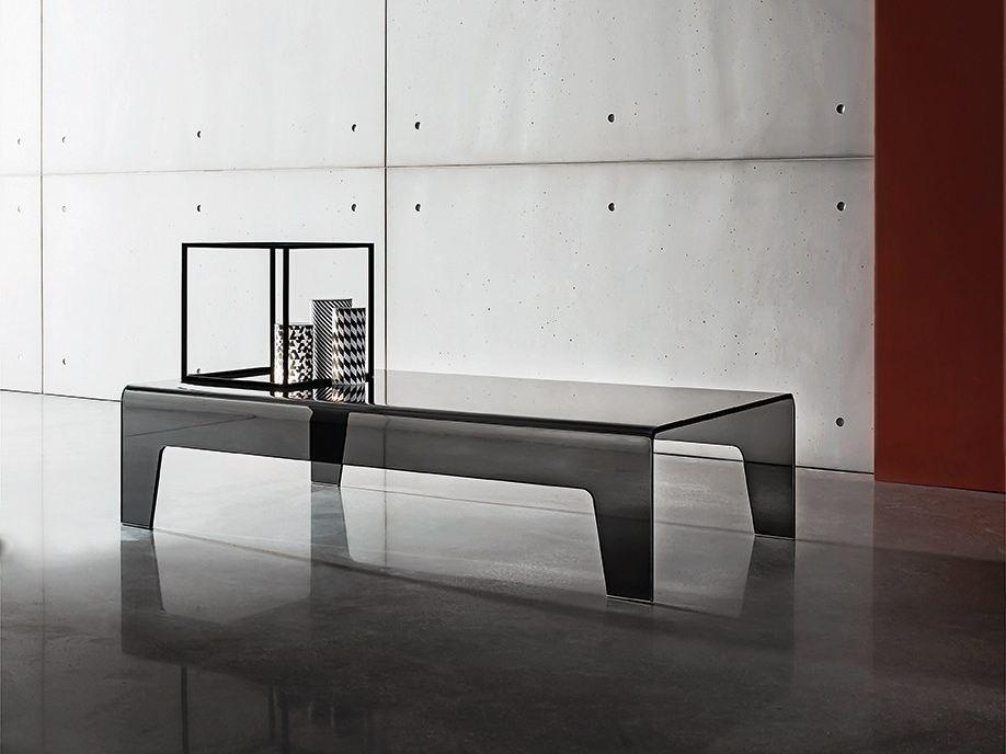 FROG Low rectangular glass coffee table