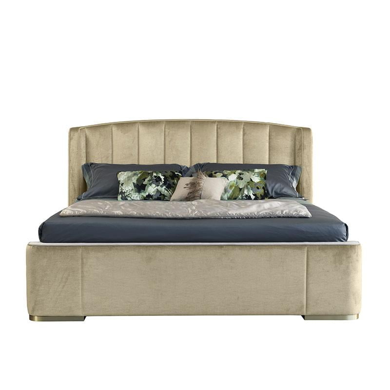 ZAFFIRO Leather bed with upholstered headboard