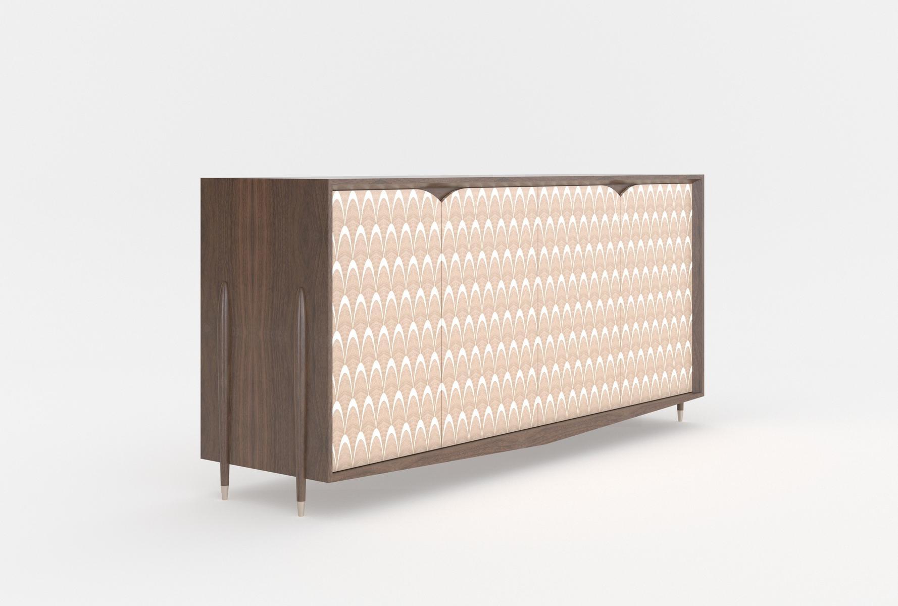 PEACOCK Wood veneer sideboard with doors