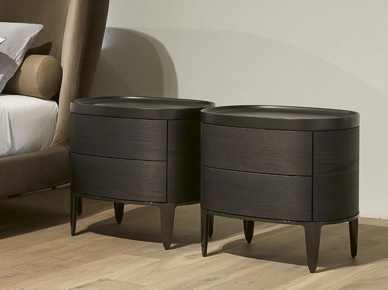 GENTLEMAN Wooden bedside table with drawers