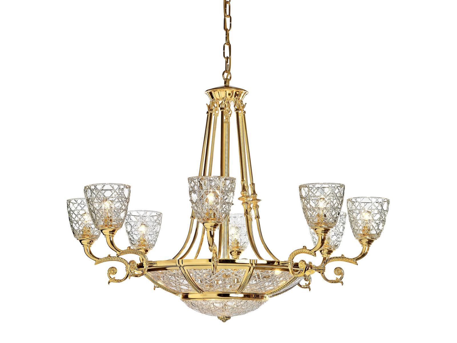 RAFFAELLO 1999/6+8-C Gold plated chandelier with crystal