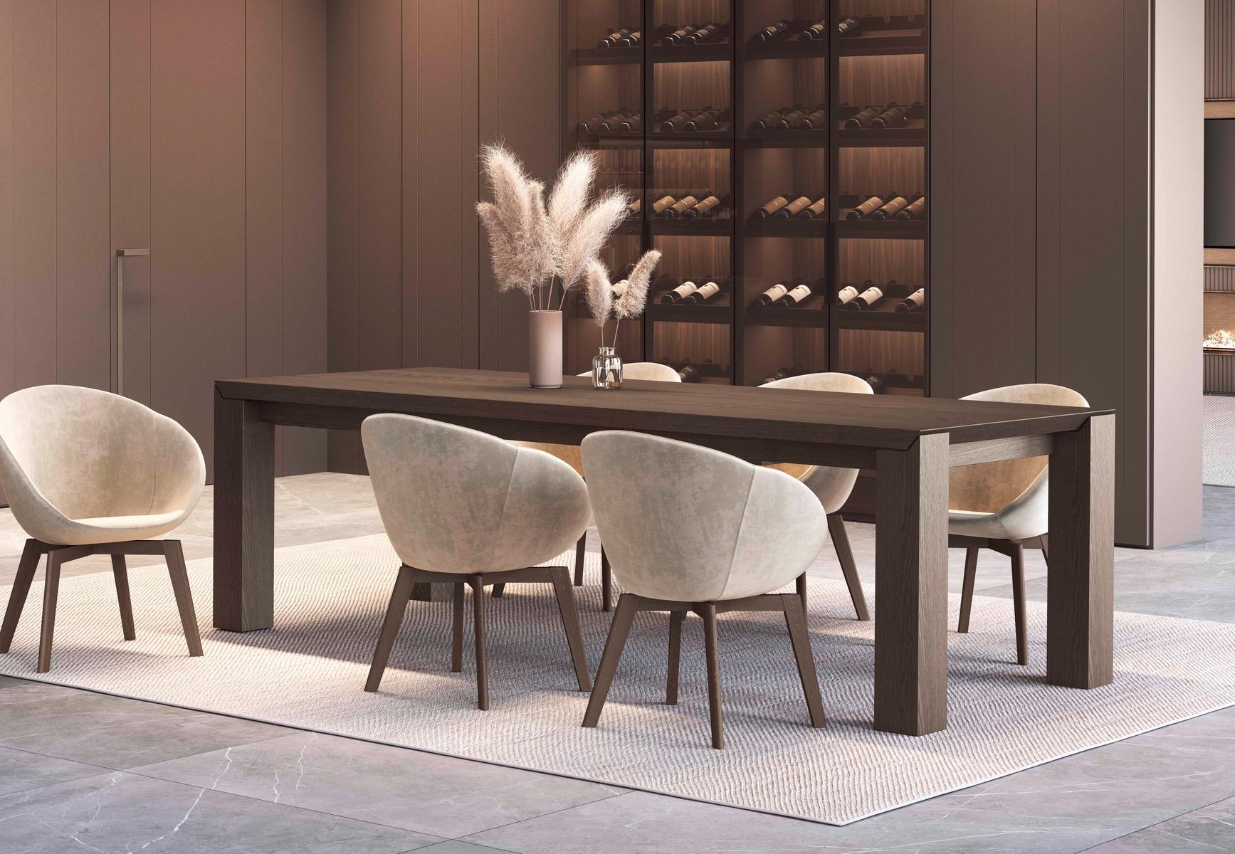 AMBROGIO Extending wooden dining table