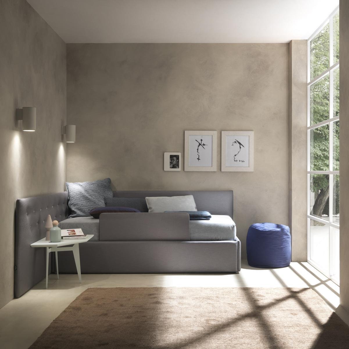 LINE 04 Single bed with upholstered headboard