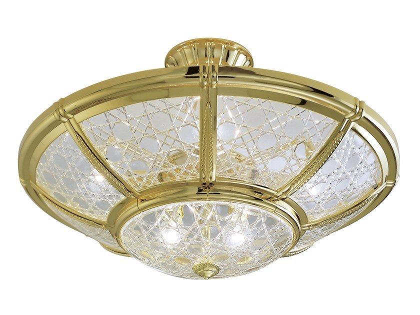 GIOTTO 1898/6SF-C Gold plated semi flush with crystal glass